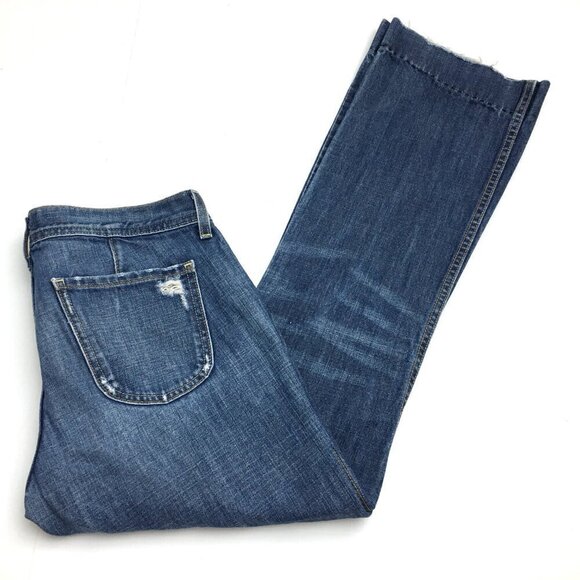 Old Navy Jeans Slim Boot Button Fly Ultra Low Rise Distressed size 8 length 32" - Picture 9 of 9